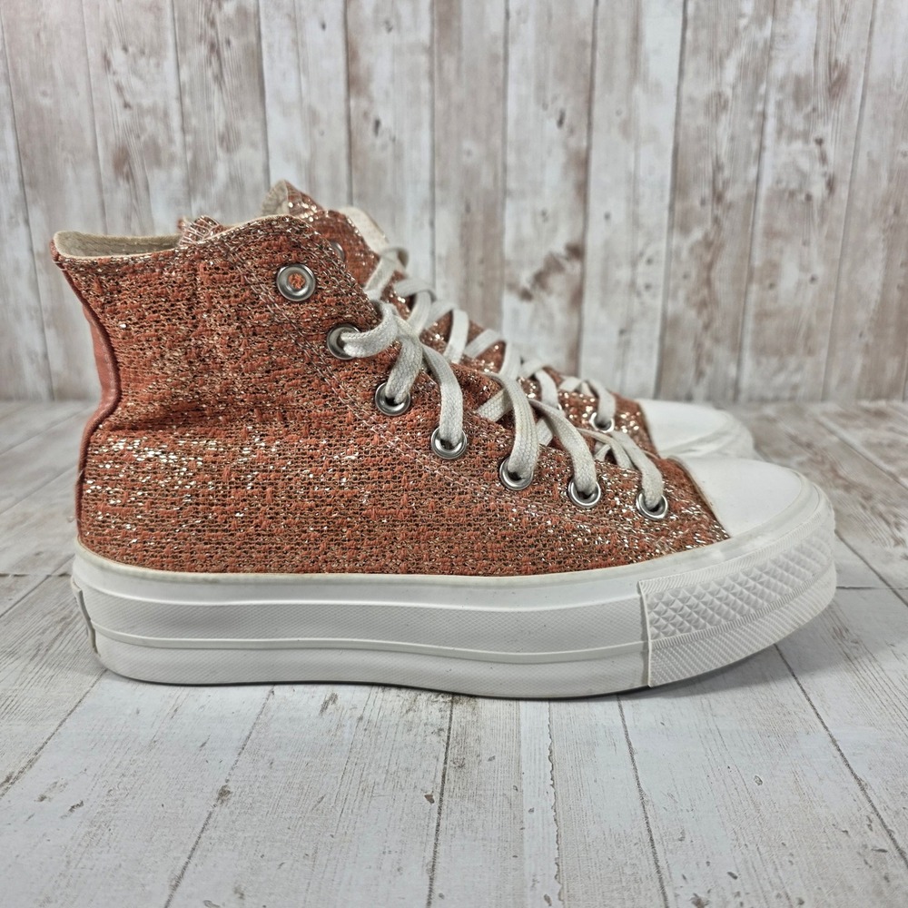 Converse Chuck Taylor All Star Move Rose Gold Glitter Platform Sneaker 570984C 7